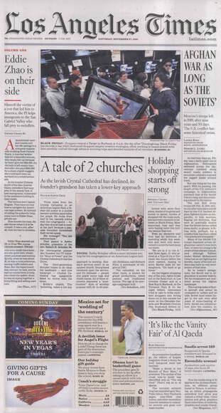 LA Times front page Nov 27 2010 — Eddie Zhao is on their side